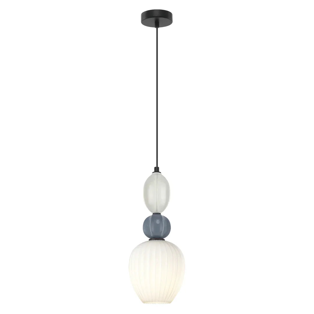 The Lighting Club Pendant Croft Orb Blue Ceramic and Opal Glass Pendant Light A-KLCH-9570/1B