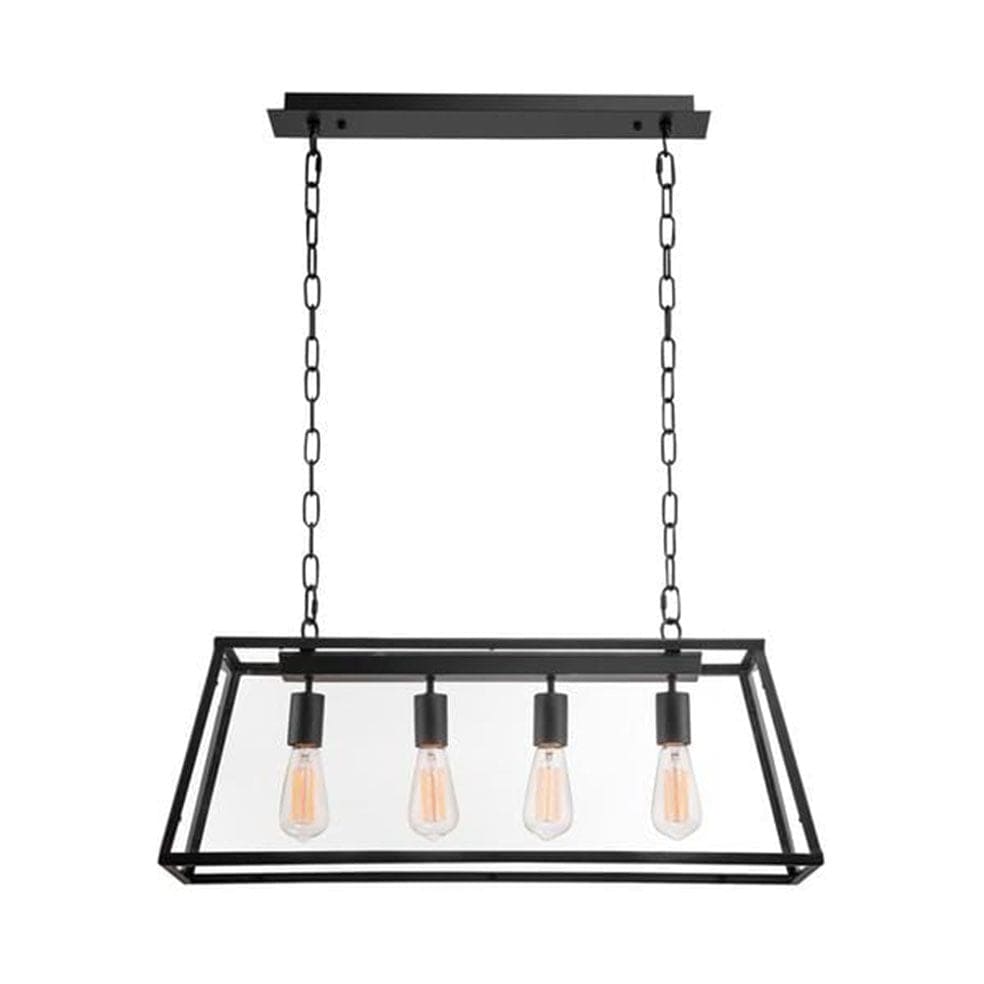 The Lighting Club Bastian 4 Light Pendant Rectangular Black and Clear Glass CA-KLCH-1105/4 633710852739