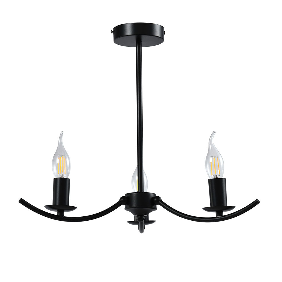 The Lighting Club Chandelier Black Catalonia Three Light Metal Chandelier | Gold or Black CH395/3 BLACK