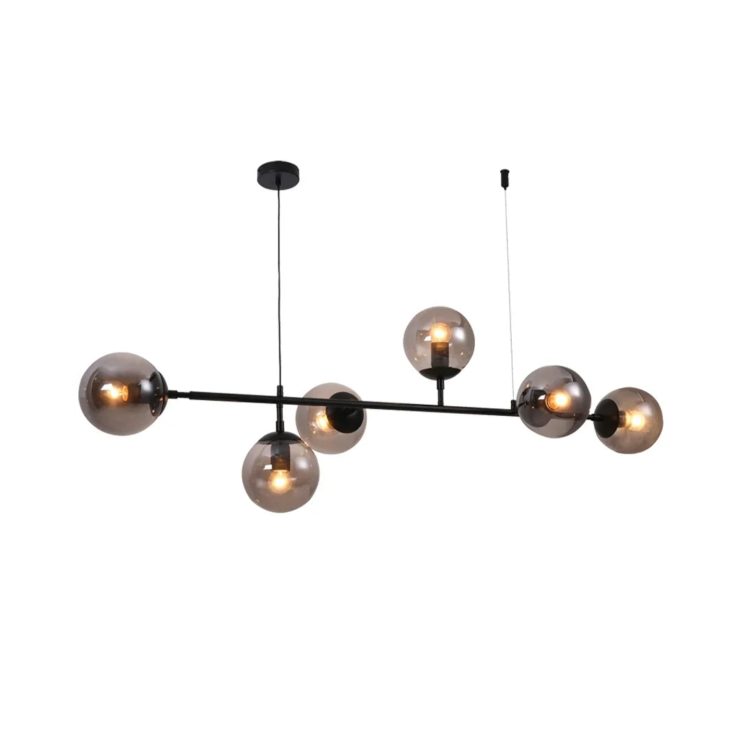 The Lighting Club pendant light Velluto Glass Linear Pendant Light Cluster - Smoke CH506/6 MATT BK 6007226092363