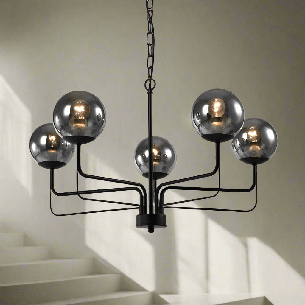The Lighting Club Chandelier Pearce Metal and Glass Chandelier Light Black CH703 BLACK 6007226087895