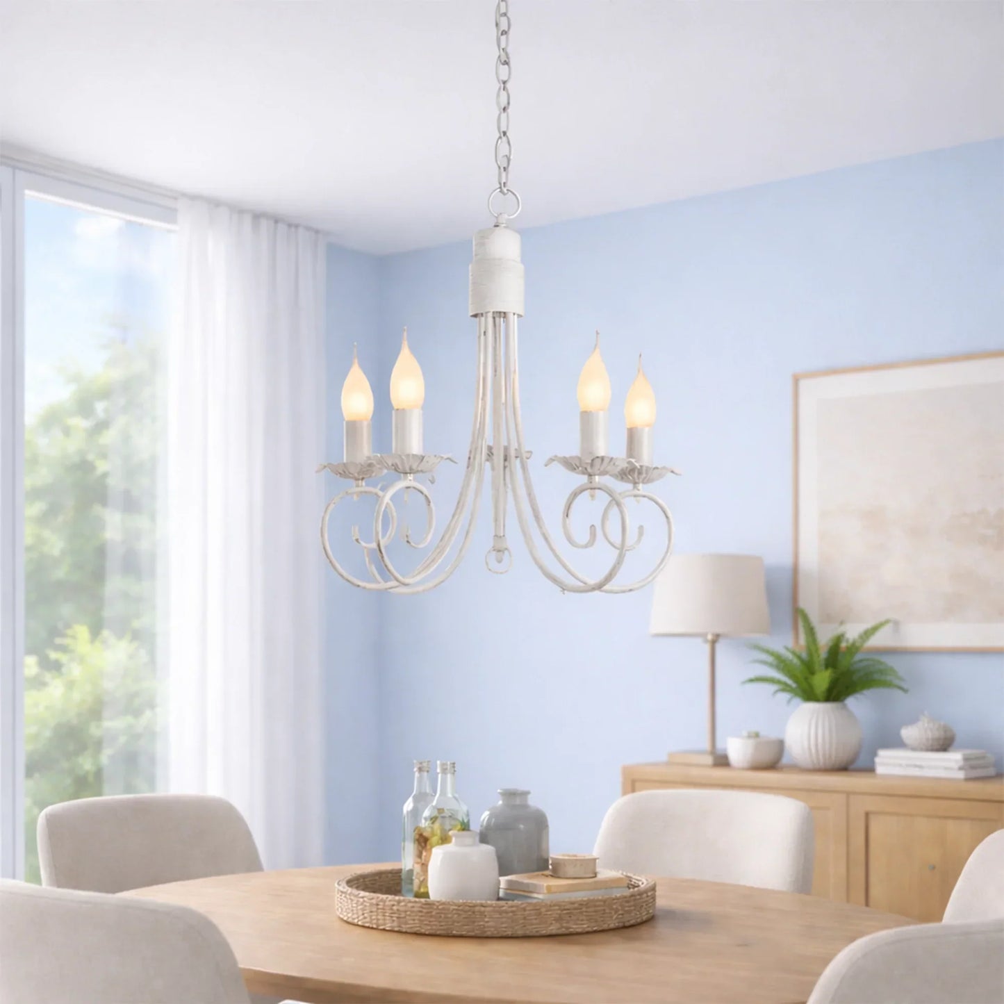 The Lighting Club Chandelier Fossil White Classic Metal Chandelier – 5 Light | 3 Light