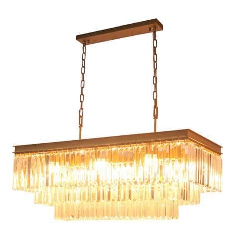 The Lighting Club Chandelier Crystal Rectangular Chandelier - Satin Gold KLCH-5515/SG