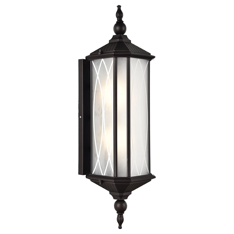 The Lighting Club Outdoor Light Patterned Frosted Glass Outdoor Light L543 BLACK 6007226082500