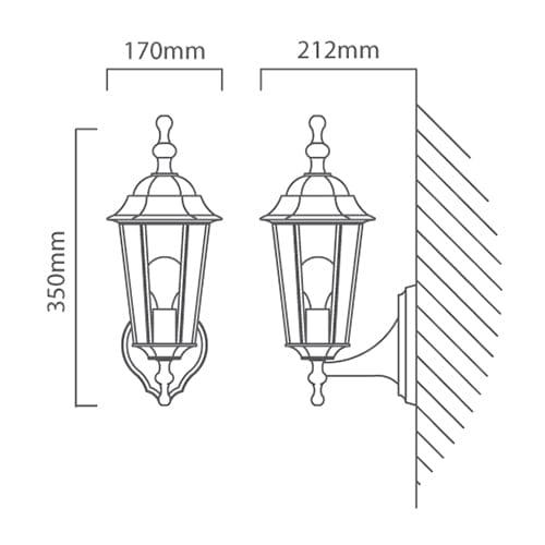 The Lighting Club Black Plastic Lantern 6 Panel Up and down facing O303B 6007328365587