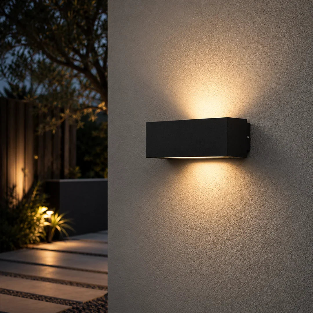The Lighting Club Wall Light Dual Rectangular LED Up and Down Outdoor Wall Light - Black O678 6009551811657
