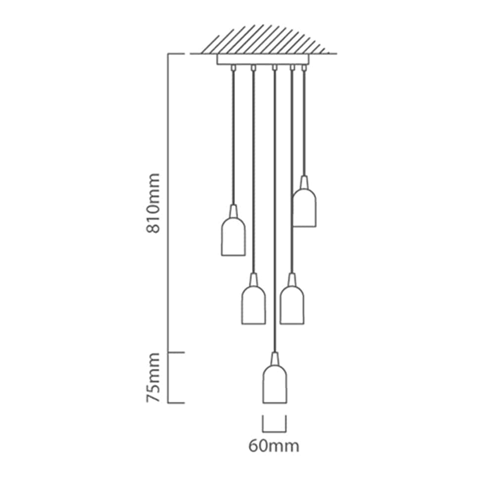 The Lighting Club Pendant Silvares 5 Light Metal Pendant Concrete Grey P1006 9002759955243