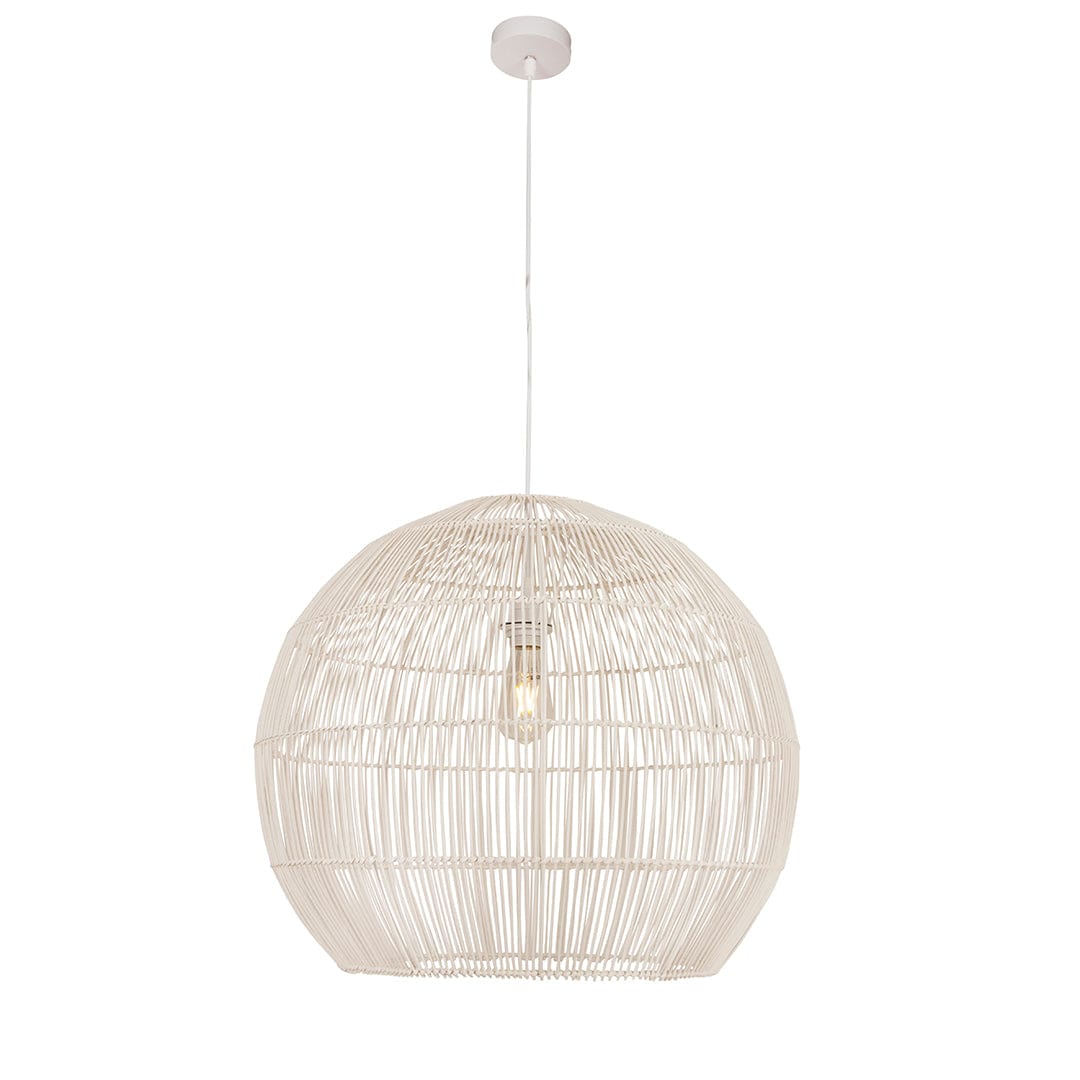 The Lighting Club White / Large Erna Pendant Light - Woven Rattan P1282W 6009551807537