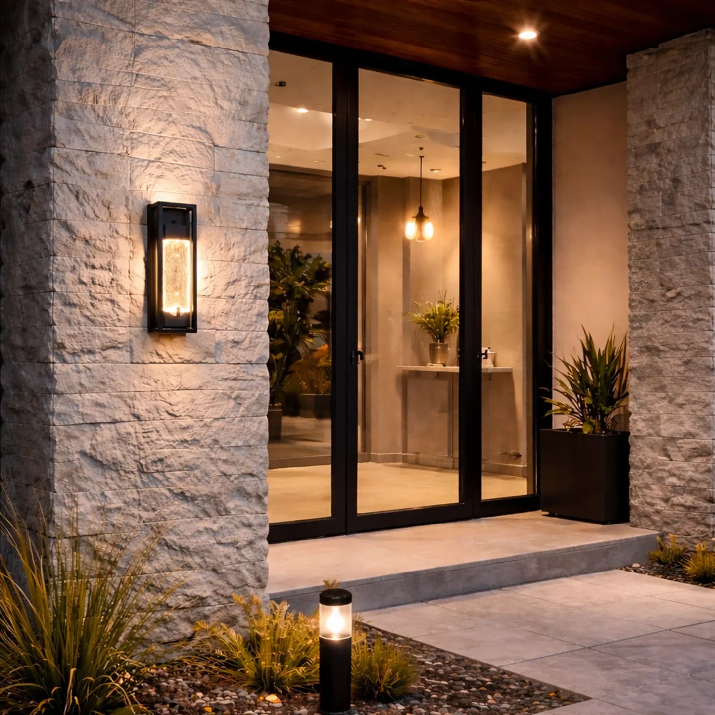 The Lighting Club Wall Light Black Framed Ripple LED Wall Light – Modern Waterproof Sconce R-LED-13/BL