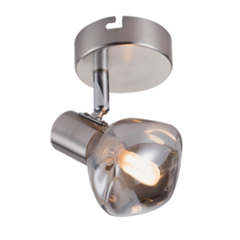 The Lighting Club Spotlight Single/1 Vetro Spot (1 - 3) Satin Chrome with Smoke Colour Glass S404/1 SMOKE 6007226071481