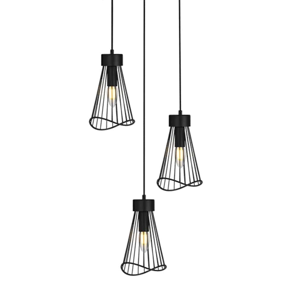The Lighting Club Pendant Black Sensu Cluster Pendant Light | Metal Wire T-KLCH-154-3/BL