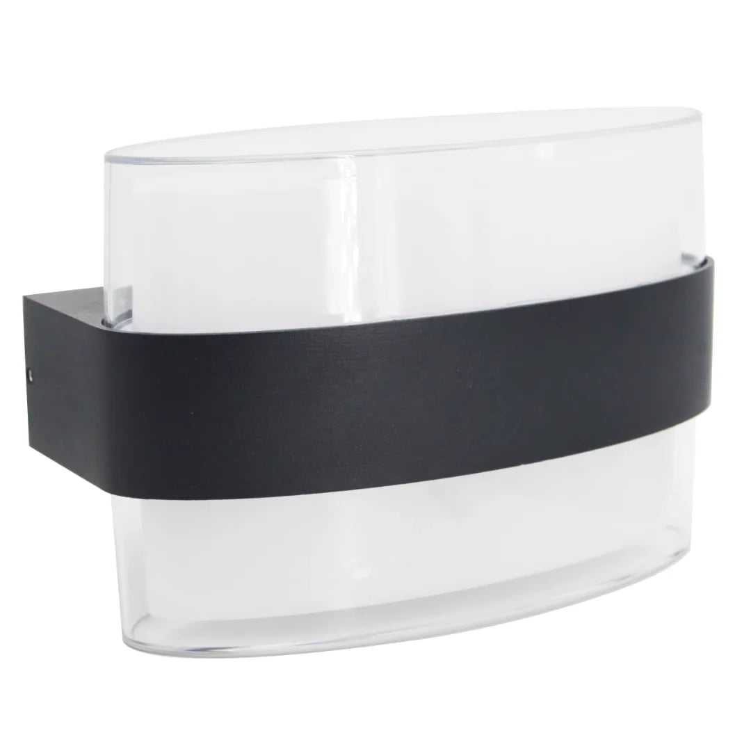 The Lighting Club Wall Light Black Oval LED Up and Down Outdoor Wall Light