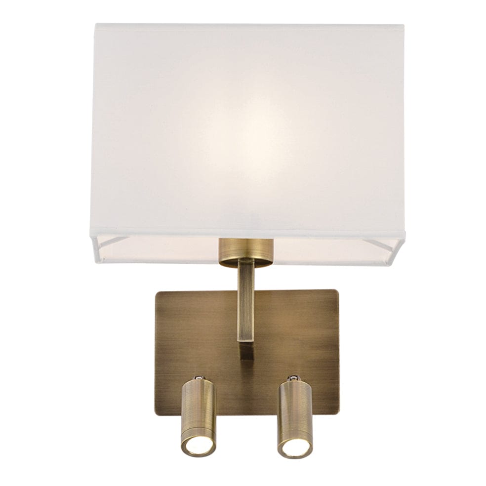 The Lighting Club Wall light Antique Alaya Wall Light with 2 Reading Lights | Black, Satin or Antique WB408/3 ANTIQUE 6007226084825