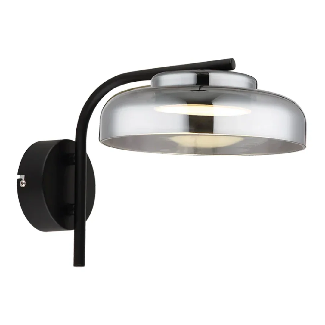 The Lighting Club Wall Light Volta Metal and Glass Wall Light - Smoke WB617 BLACK 6007226090314