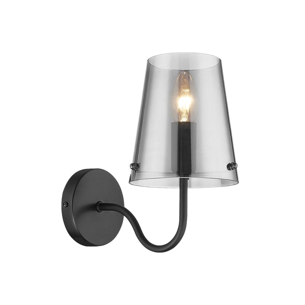 The Lighting Club Wall Light Mariana Metal and Glass Wall Light Black WB899/1 MATT BK 6007226086294