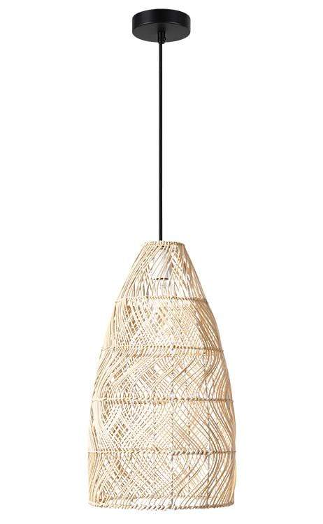 The Lighting Club Tall Wave Rattan Pendant