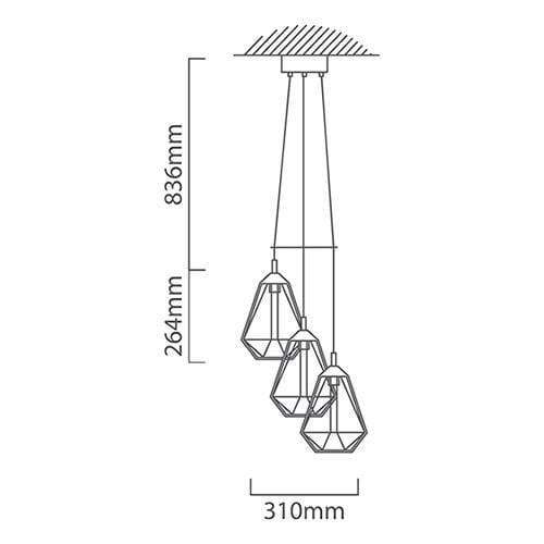 The Lighting Club Three Light Tarbes Pendant