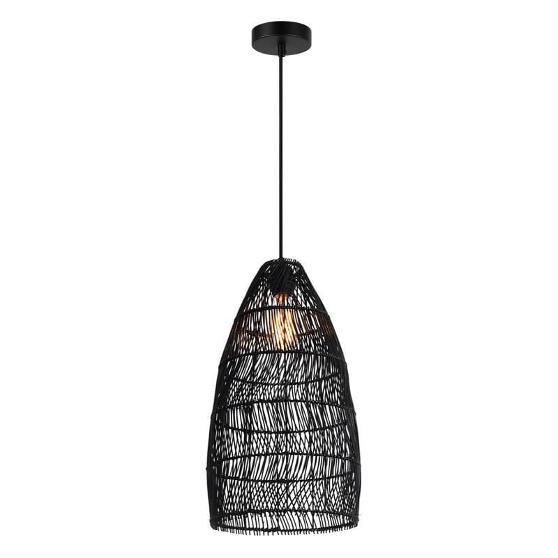 The Lighting Club Tall Wave Rattan Pendant