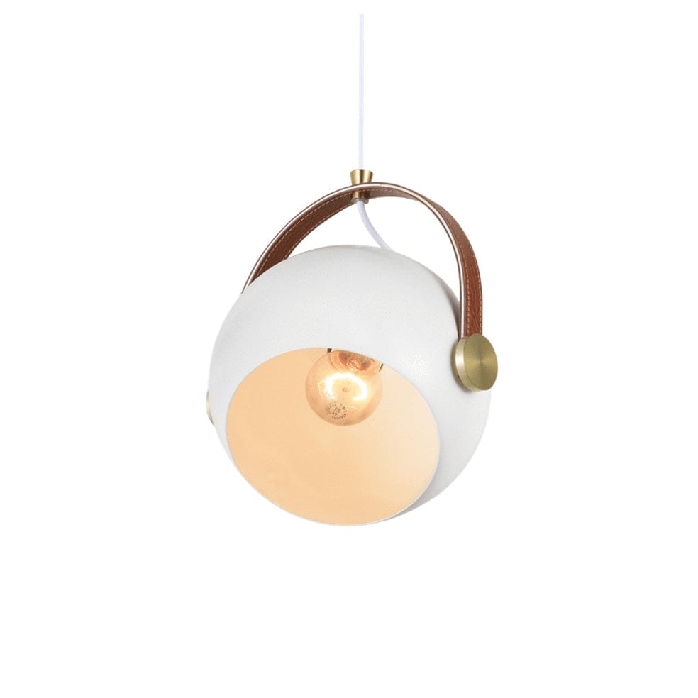 The Lighting Club Pendant Harry Metal and Leather Adjustable Pendant Light Black | White