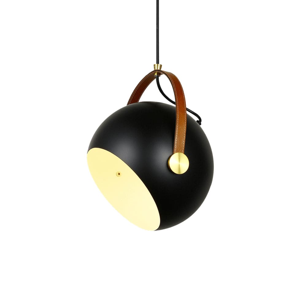 The Lighting Club Pendant Harry Metal and Leather Adjustable Pendant Light Black | White