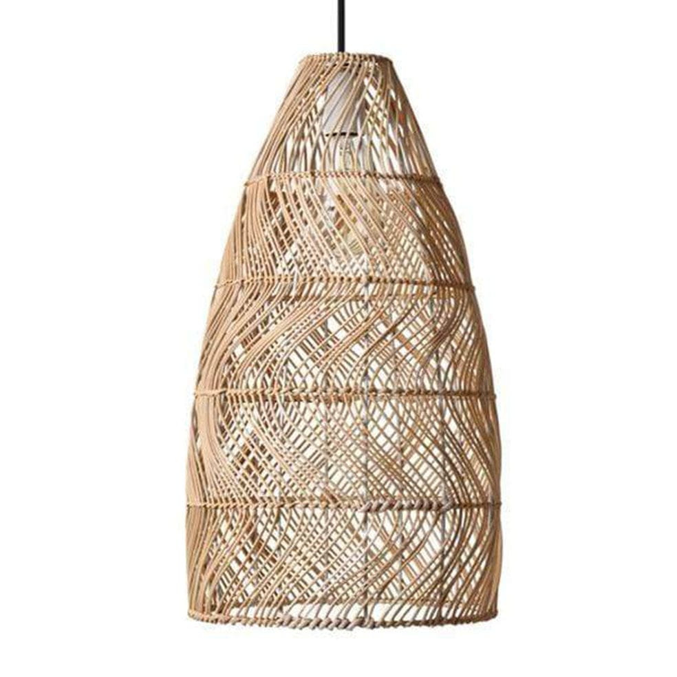 The Lighting Club Tall Wave Rattan Pendant Light Natural | Black