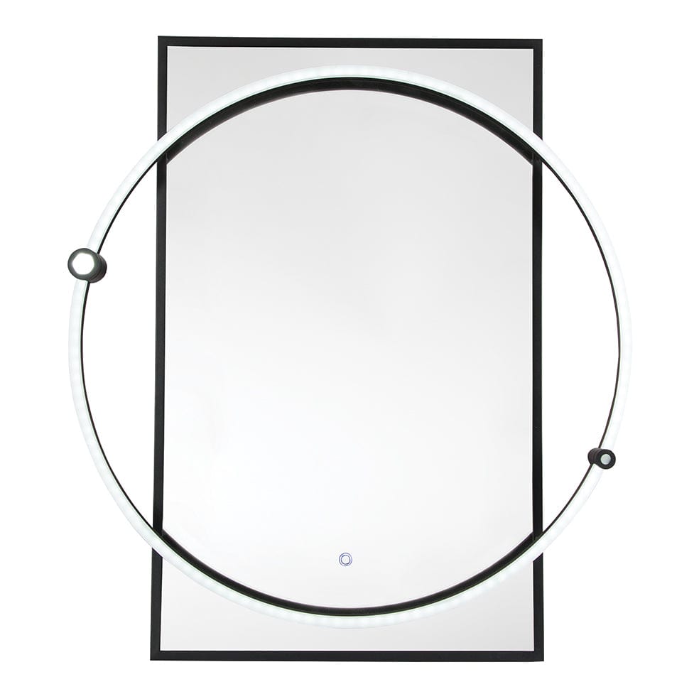 The Lighting Club Mirrors Rectangular Mirror with Circular LED Light | Black or Brass