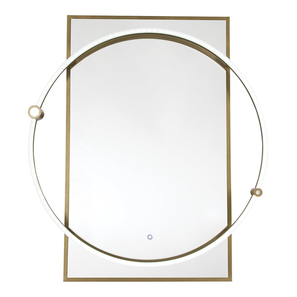 The Lighting Club Mirrors Rectangular Mirror with Circular LED Light | Black or Brass