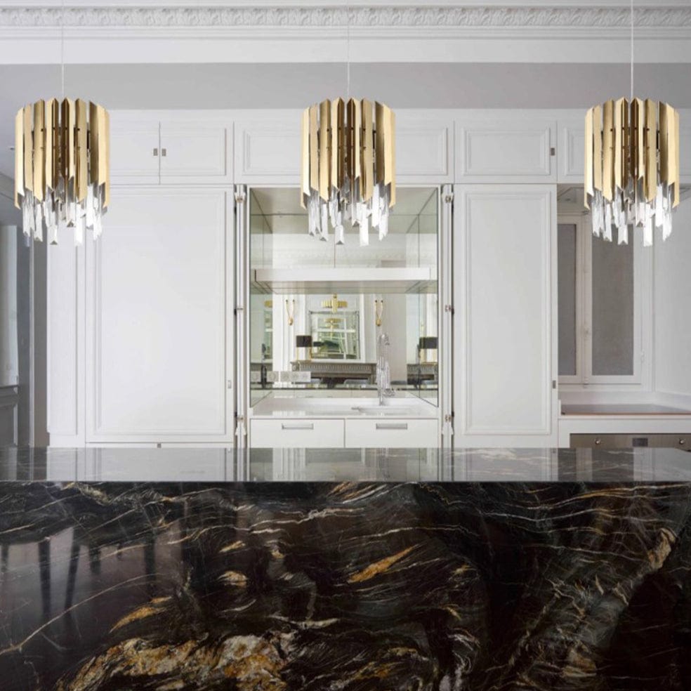 The Lighting Club Pendant Xylo Gold or Polished Steel Crystal Glass Pendant Light