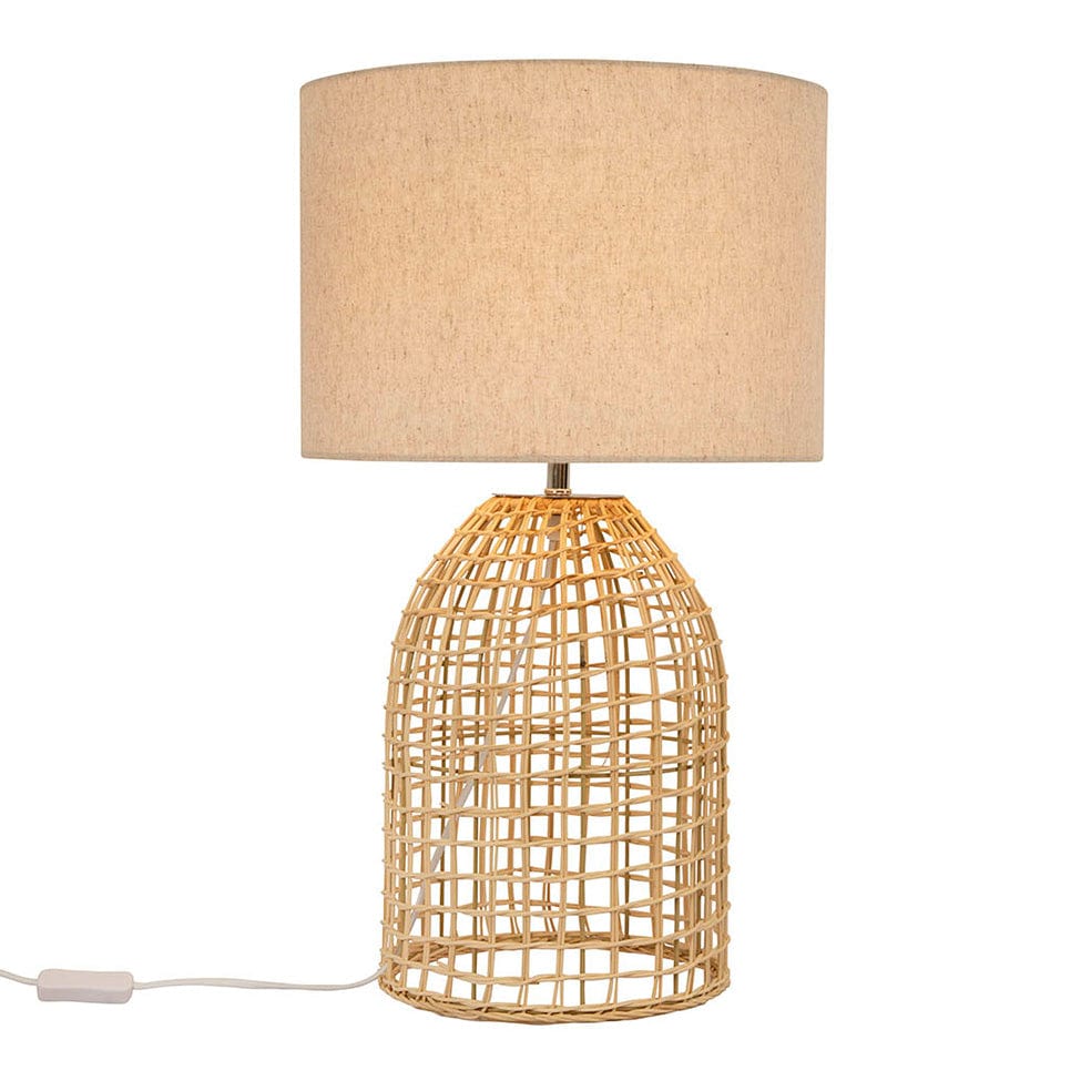 The Lighting Club table lamp Zanie Rattan and Steel Table Lamp | White, Grey or Natural