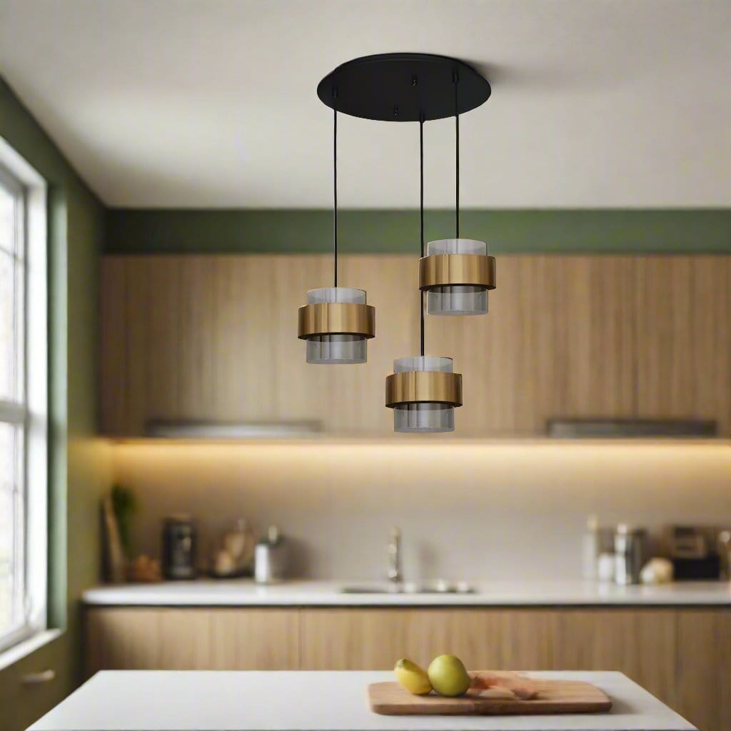The Lighting Club Pendant Bonbon Trio Light Brass and Glass 3E-KLCH-101-3/P