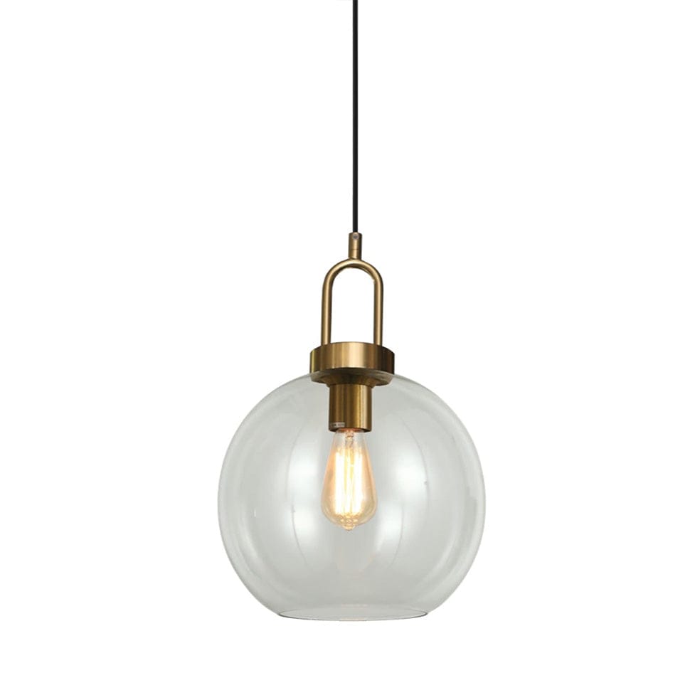 The Lighting Club Pendant Antique Brass | Clear Glass Elba Round Glass Pendant Light Brass with Clear | Grey 3E-KLCH-107/CL