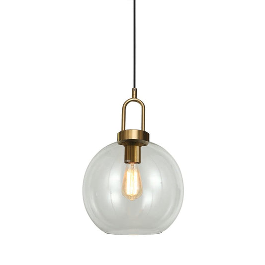 The Lighting Club Pendant Antique Brass | Clear Glass Elba Round Glass Pendant Light Brass with Clear | Grey 3E-KLCH-107/CL