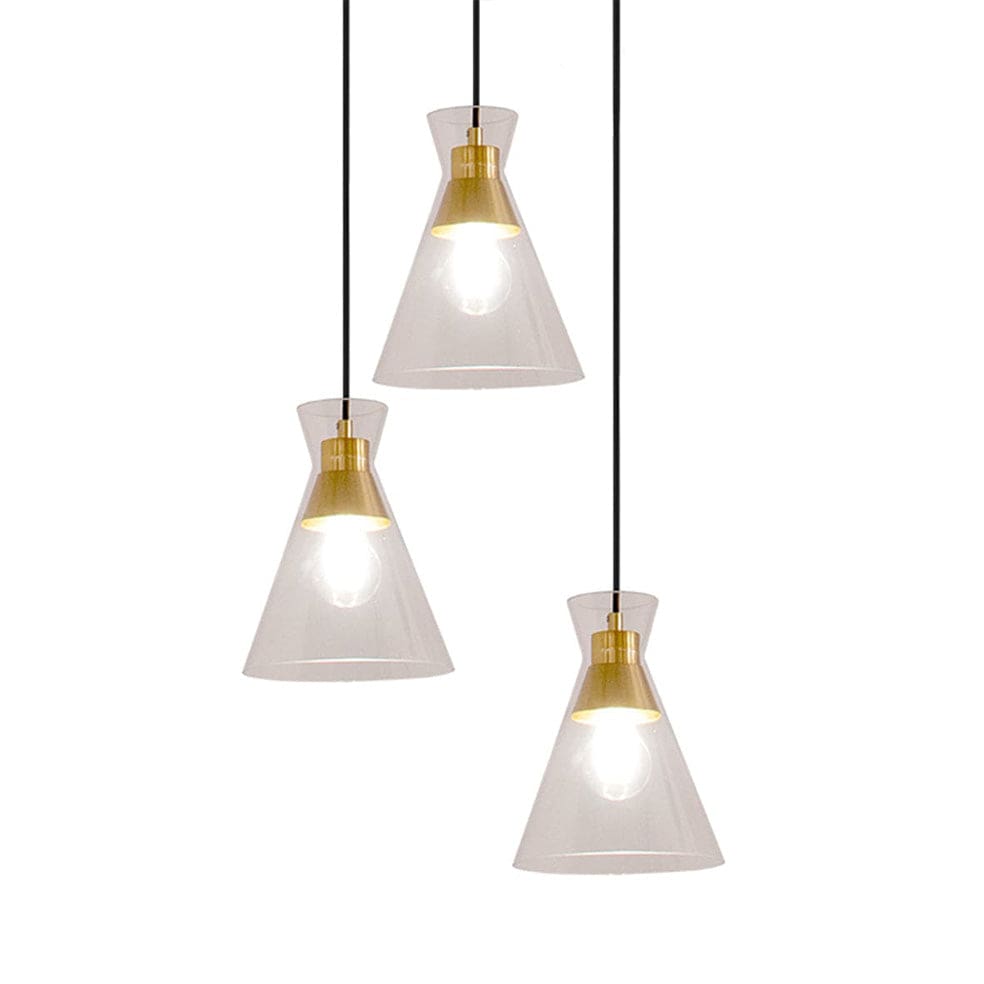 The Lighting Club Pendant Lights Cleopatra Trio Glass Pendant Light Brass 3E-KLCH-800/3P