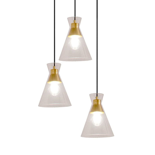 The Lighting Club Pendant Lights Cleopatra Trio Glass Pendant Light Brass 3E-KLCH-800/3P