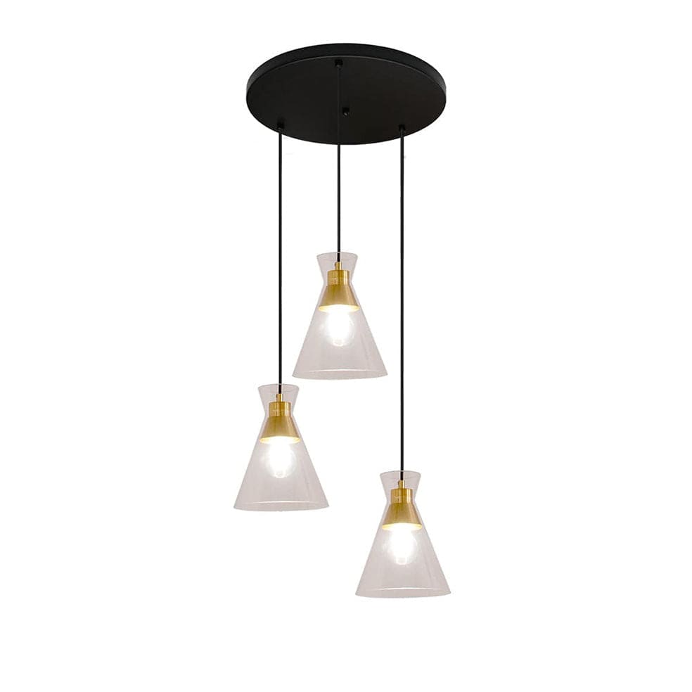 The Lighting Club Pendant Lights Cleopatra Trio Glass Pendant Light Brass 3E-KLCH-800/3P