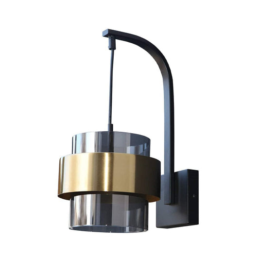 The Lighting Club BonBon Wall Light Brass and Smokey Glass 3E-KLW-101-1
