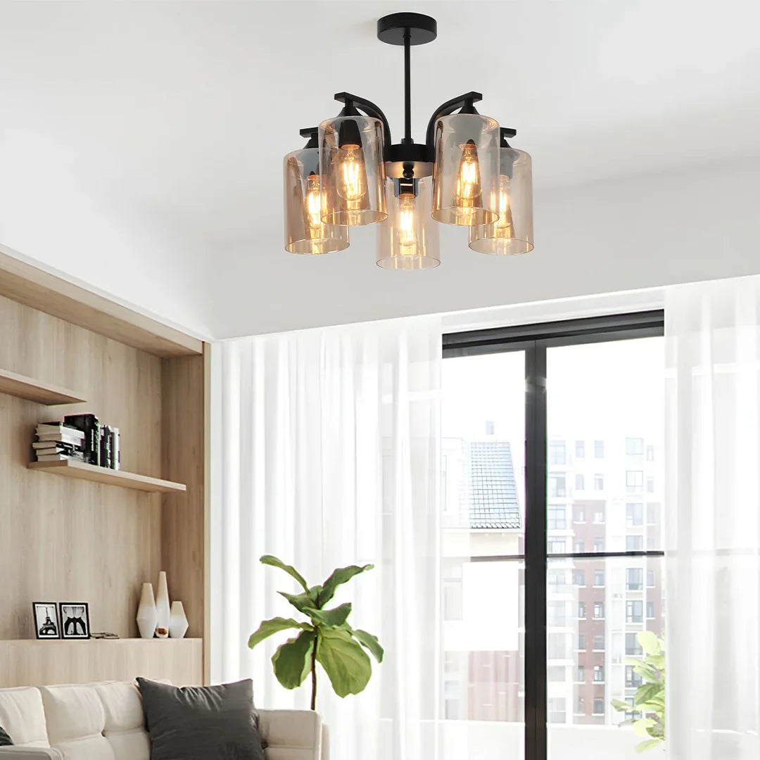 The Lighting Club Chandelier Foundry Metal and Glass Chandelier - 5 Light | 3 Light