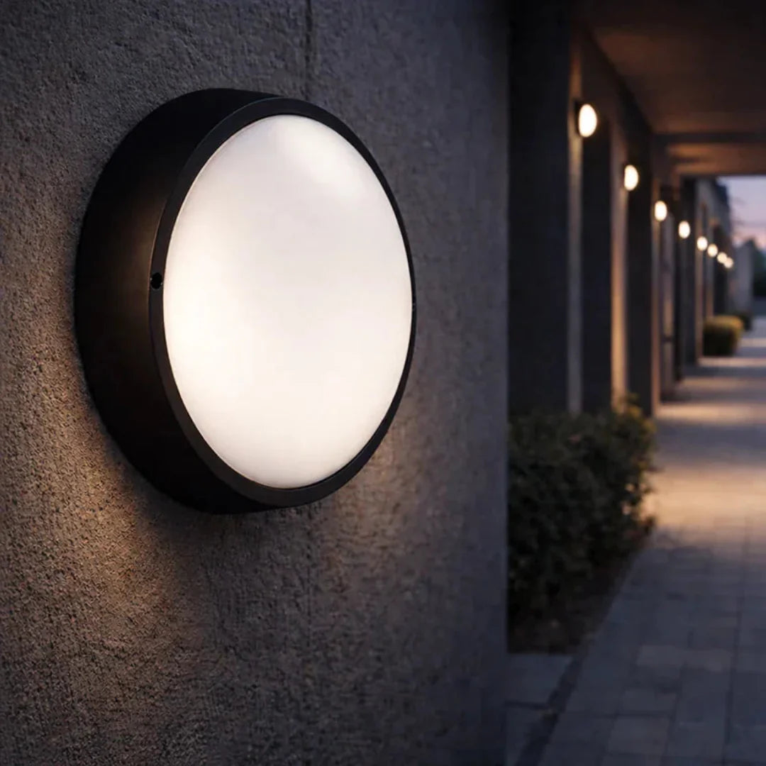 The Lighting Club Wall Light Atlas Round Bulkhead LED Light in Black - Large | Small