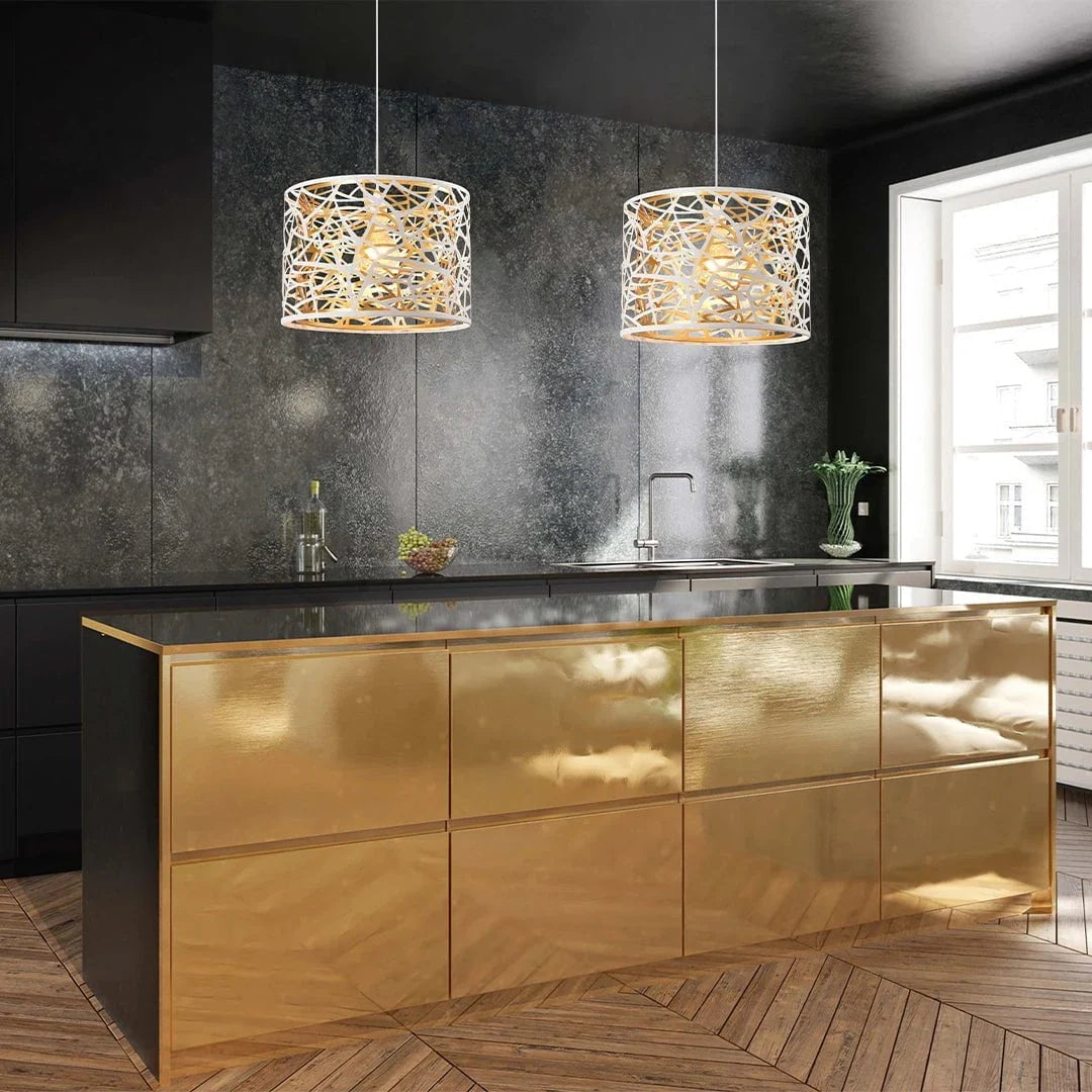 The Lighting Club pendant light Eluvian White and Gold Pendant Light - Small | Large