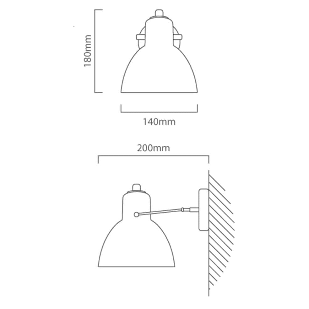 The Lighting Club Wall Light Siena Metal and Glass Wall Light Black | White | Chrome