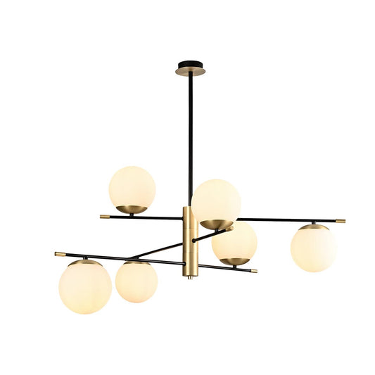 The Lighting Club Chandelier Urban Chandelier in Black/Satin Gold with Opal Glass A-KLCH-9275/6