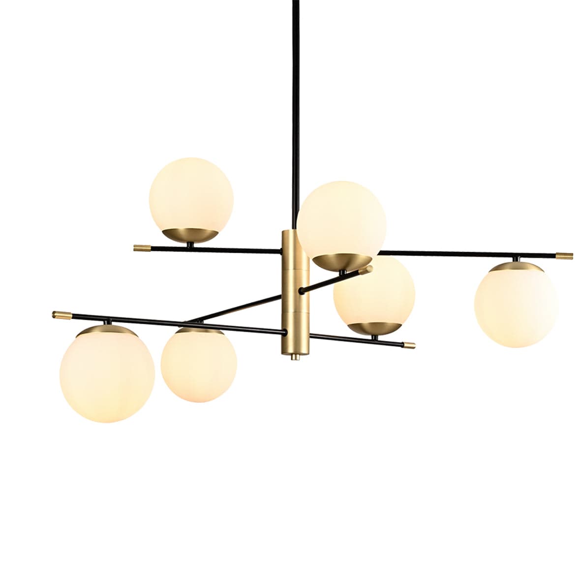 The Lighting Club Chandelier Urban Chandelier in Black/Satin Gold with Opal Glass A-KLCH-9275/6