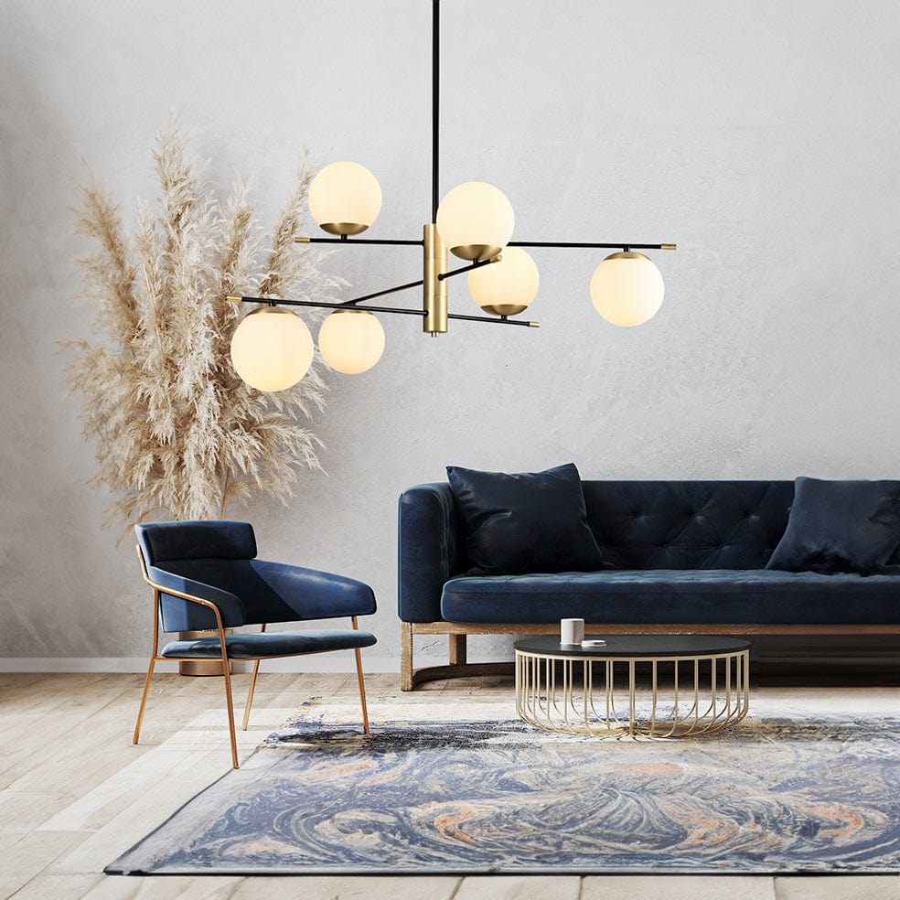 The Lighting Club Chandelier Urban Chandelier in Black/Satin Gold with Opal Glass A-KLCH-9275/6