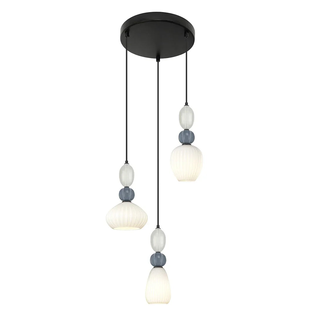 The Lighting Club Pendant Croft Trio Cluster Ceramic Opal Glass Pendant Light A-KLCH-9570-3