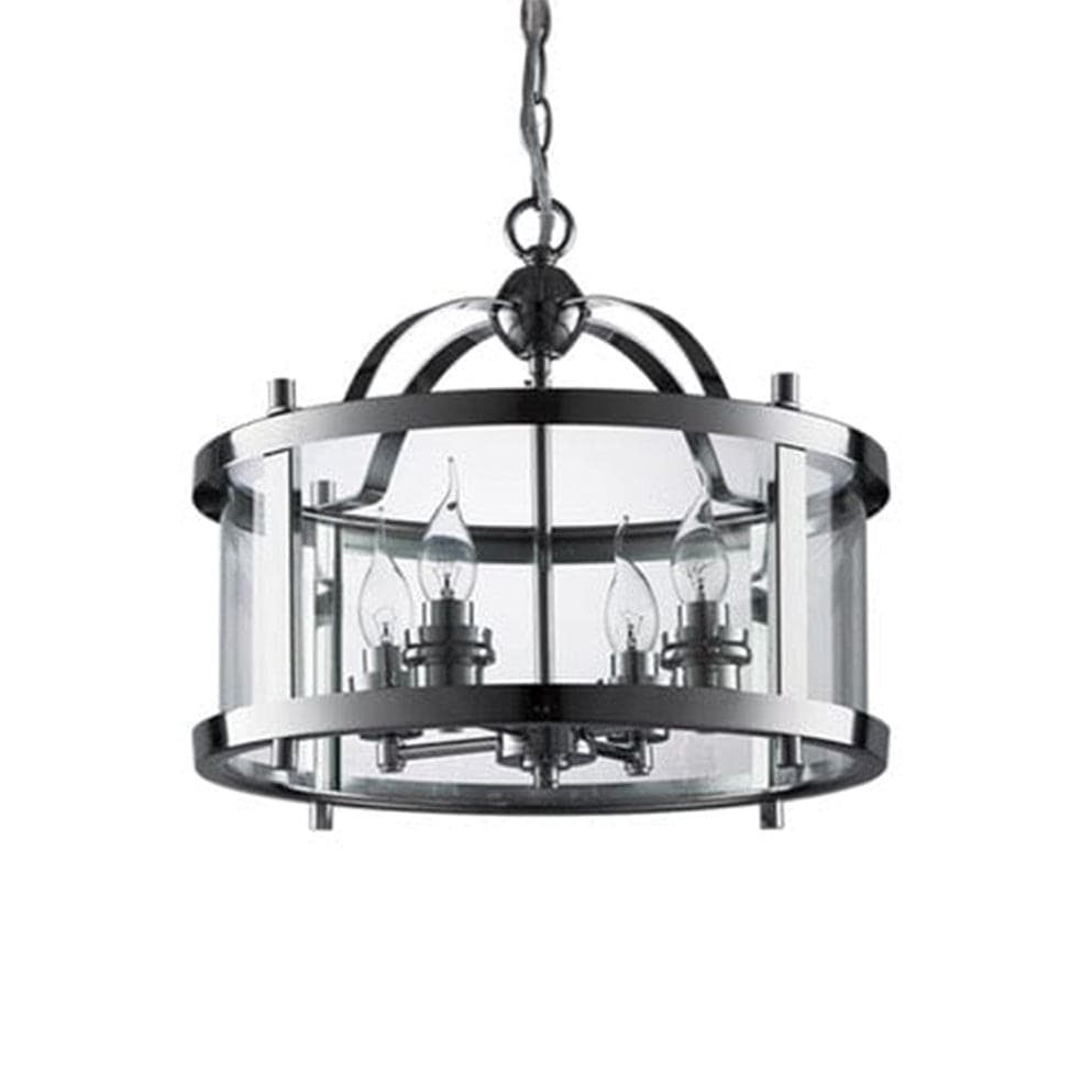 The Lighting Club Pendant Drum Shaped Glass Lantern Pendant Light B-KLCH-6010-CH