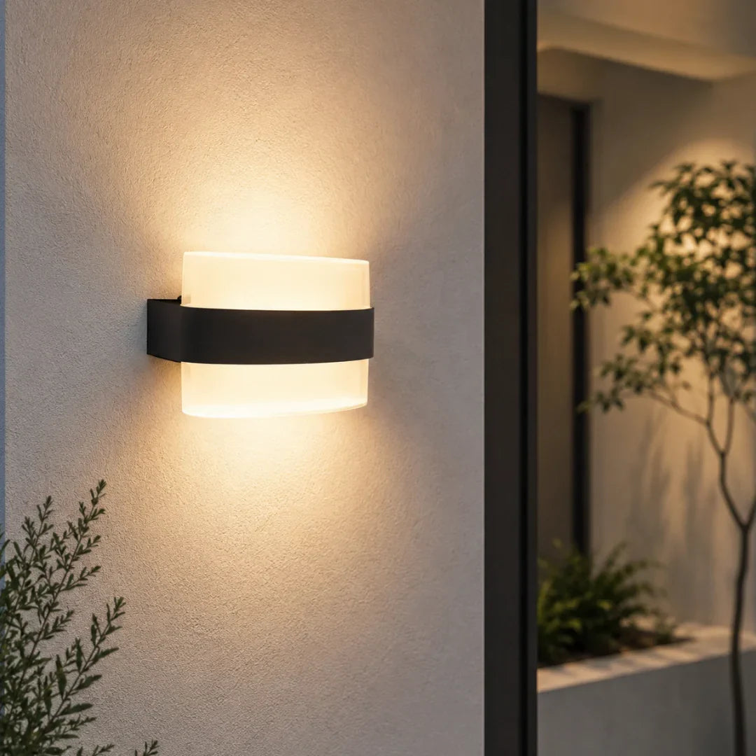 The Lighting Club Wall Light Black Oval LED Up and Down Outdoor Wall Light