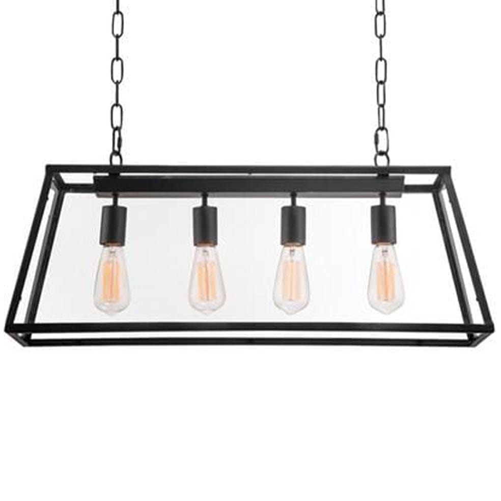 The Lighting Club Bastian 4 Light Pendant Rectangular Black and Clear Glass CA-KLCH-1105/4 633710852739