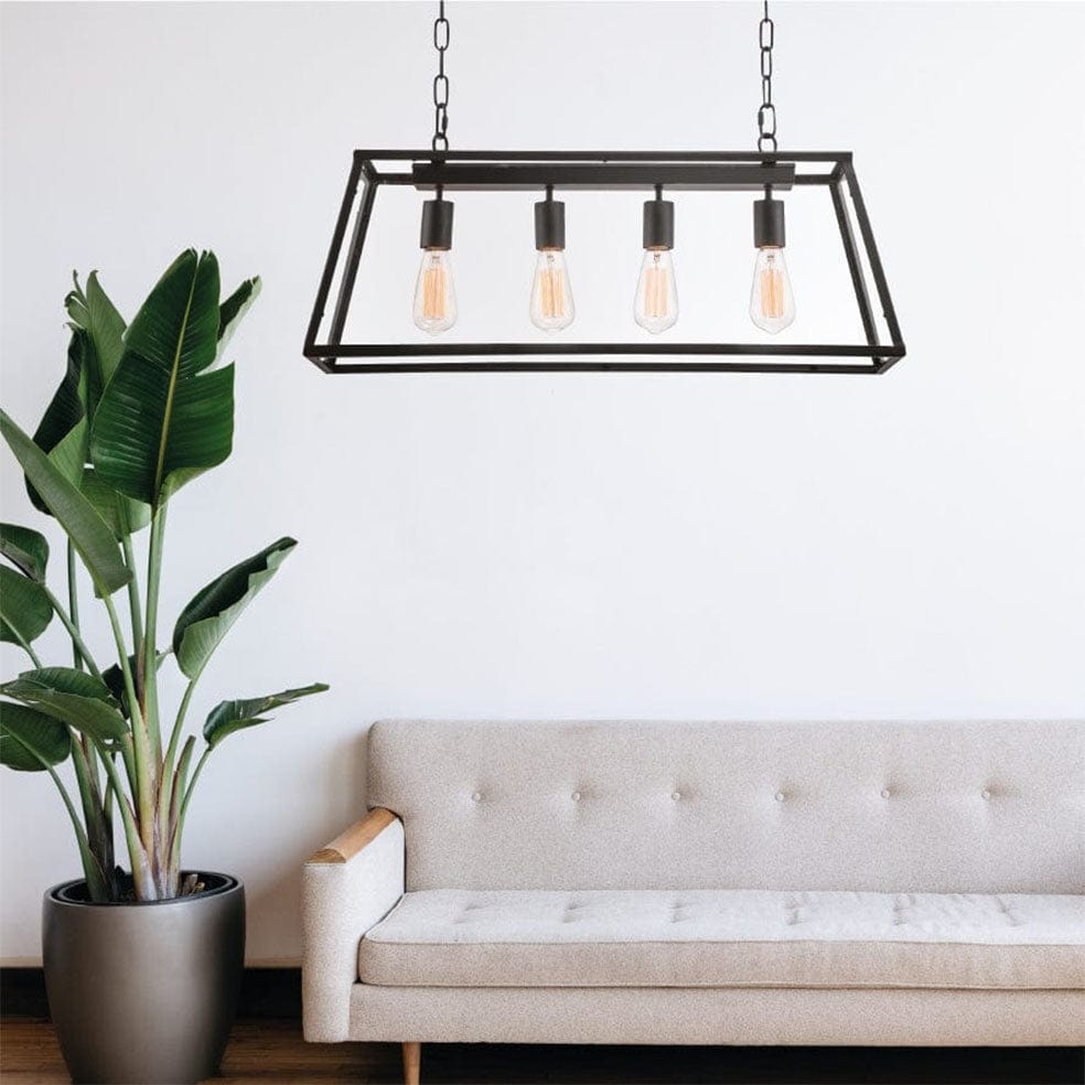 The Lighting Club Bastian 4 Light Pendant Rectangular Black and Clear Glass CA-KLCH-1105/4 633710852739