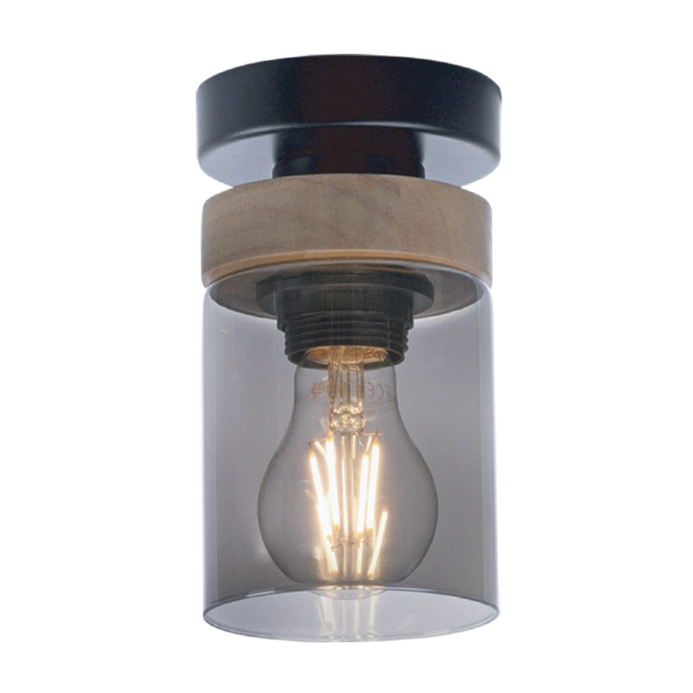 The Lighting Club Ceiling Light Tina Ceiling Fitting Light | Black and Natural CF436 WOOD 6007226084030