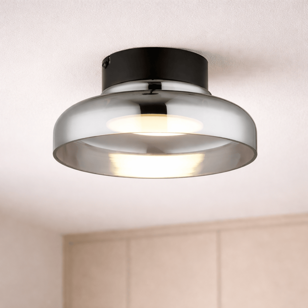 The Lighting Club pendant light Volta Metal and Glass LED Ceiling Light - Smoke CF617 BLACK 6007226090307